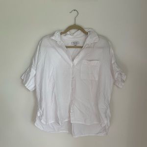 Madewell White Short Sleeve Courier Button Up Shirt